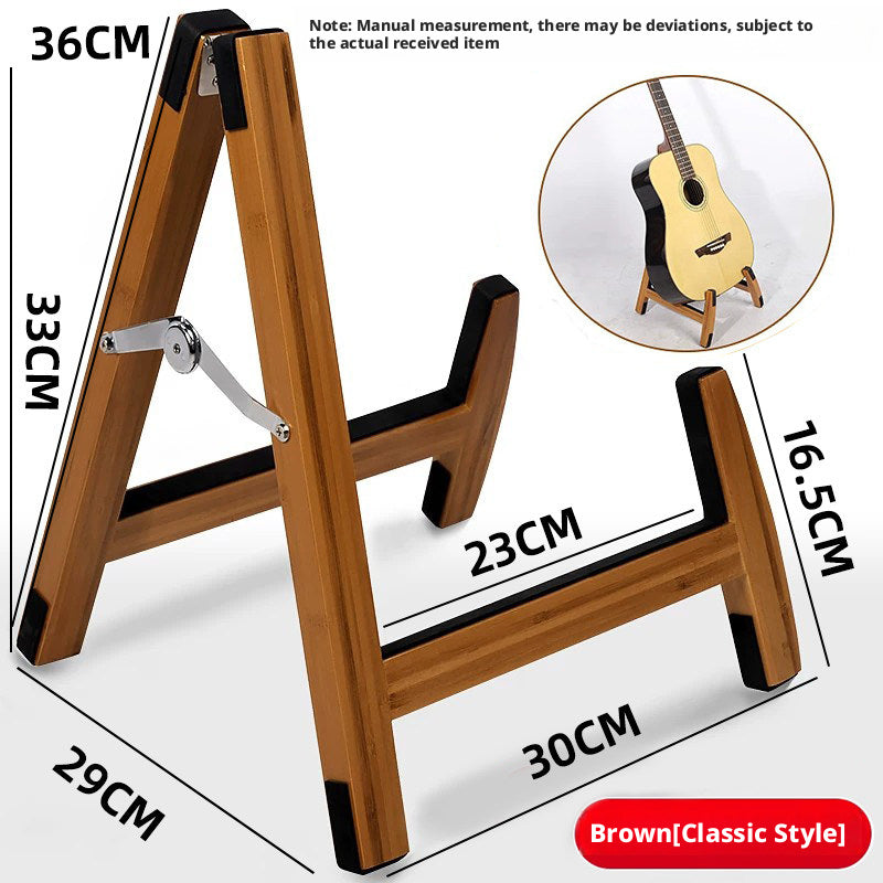 Solid Wood Foldable Guitar Stand – Bamboo A‑Frame for Guitar, Violin, Ukulele (with Footrest & Double Stand Options)