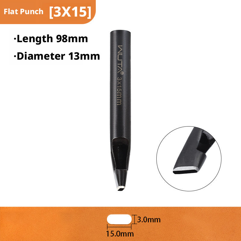 Black Flat Punch Set – Rectangular Hole Punches for Belts, Straps & Leathercraft (2‑5mm × 3‑25mm)