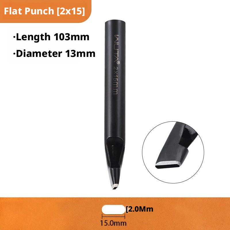 Black Flat Punch Set – Rectangular Hole Punches for Belts, Straps & Leathercraft (2‑5mm × 3‑25mm)