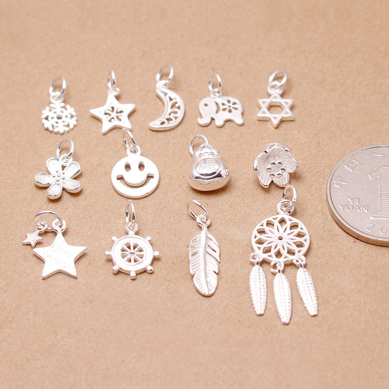 s925 Sterling Silver Pendants & Beads – 40+ Shapes for DIY Red String Bracelets, Crystal Jewelry, Handmade Weaving Accessories