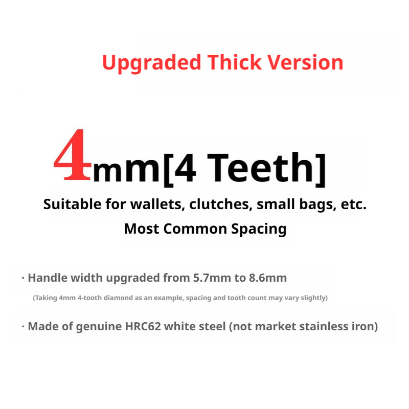 White Steel Diamond Chisel Set – 3/4/5/6mm Spacing, 1/2/4/6 Teeth for Leather Stitching