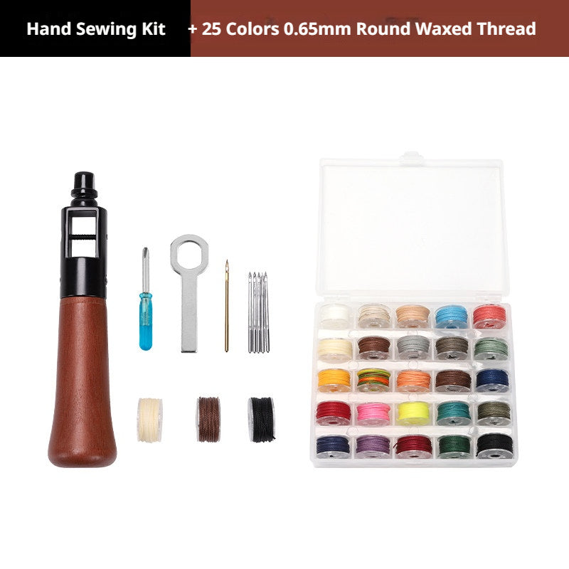 Leather Hand Sewing Tool – Hand Stitcher for Bags, Belts, Saddles (Lock Stitch) with 25 Color Waxed Thread