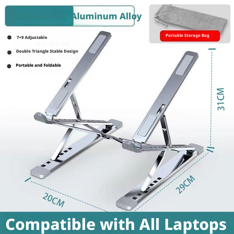 Aluminum Laptop Stand Foldable – 6-Level Height Adjustable Riser with Anti-Slip Silicone, Fits 10–17" Laptops, Compatible with MacBook, Dell, ASUS, HP