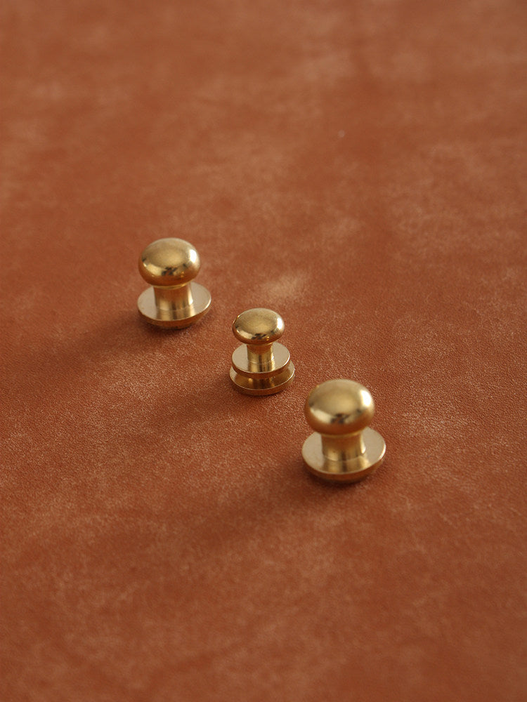 Brass Monk Head Hardware – 5-10mm Solid Brass Leather Screws for Bags & Accessories (20 Pack)
