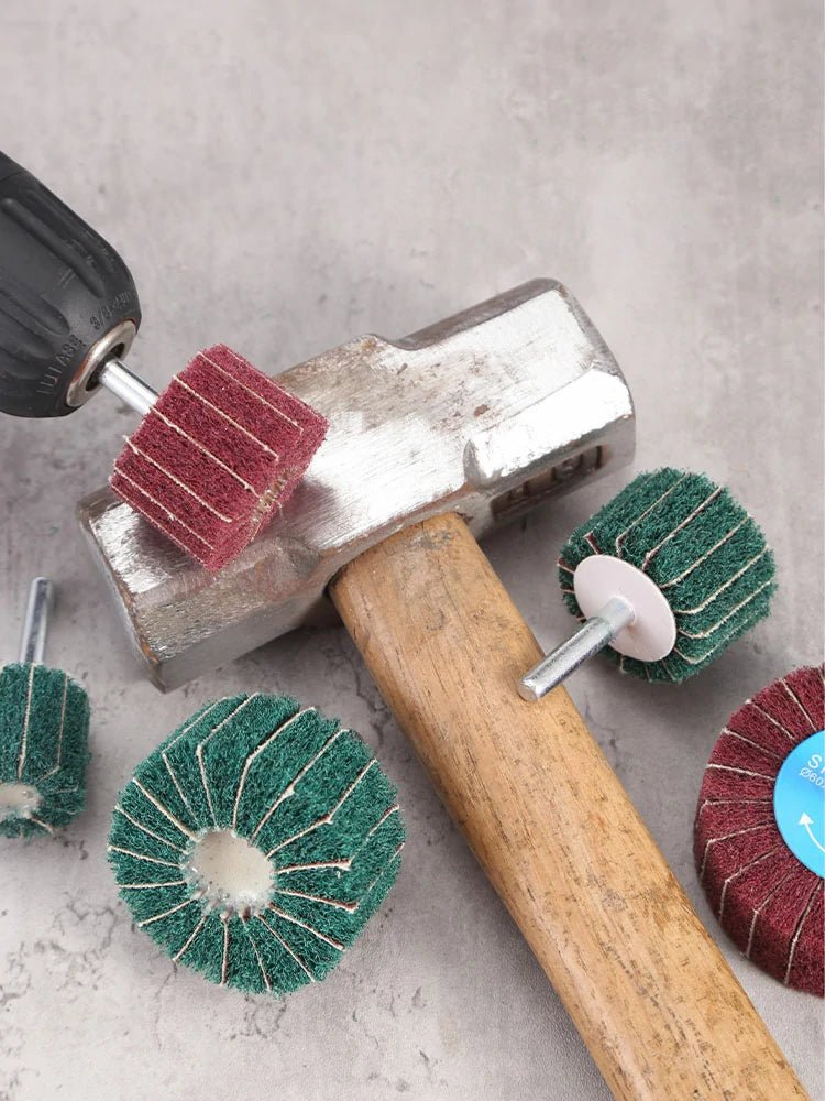 6mm (1/4'') Shank Non - woven Abrasive Buffing Wheel - High Performance Polishing Wheel For Metal, Wood, Plastic - Power Drill - HomeDIYer