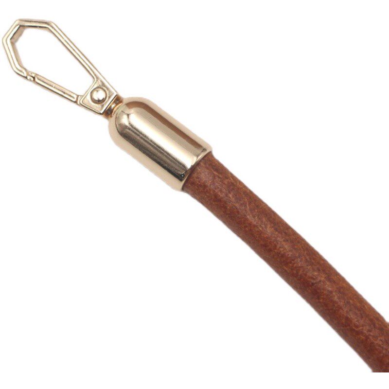 8mm Round Cowhide Rope Bag Strap – Handmade, Metal Buckle, 30‑120cm (Original/Black/Dark Coffee)