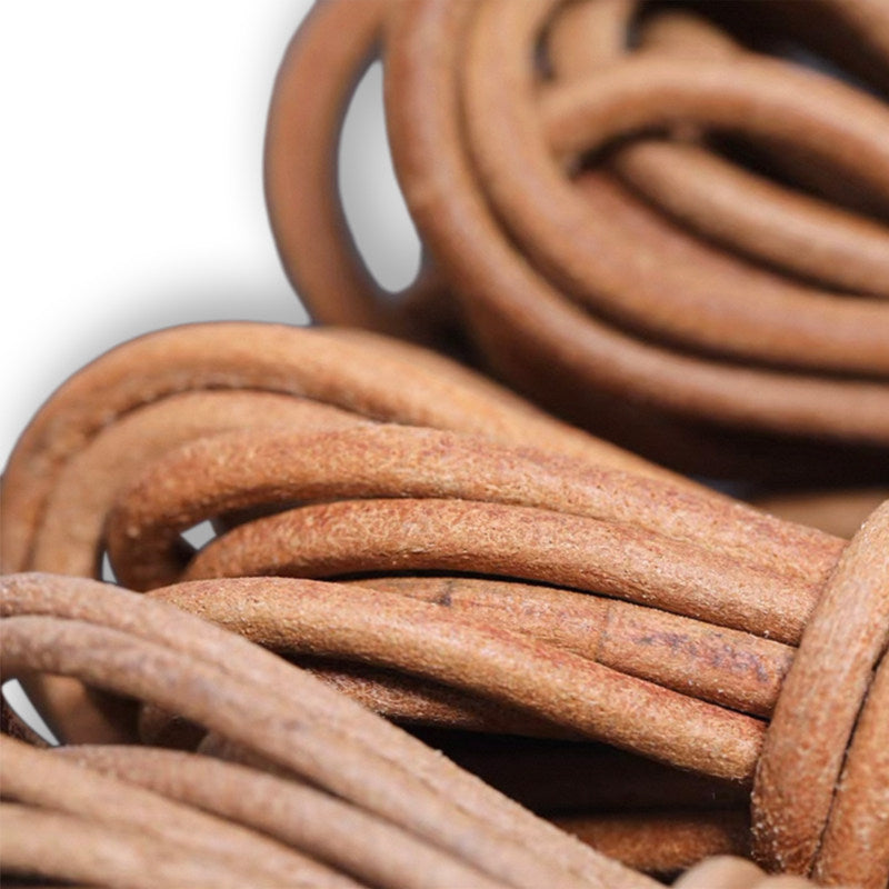 Round Cowhide Rope – 1‑6mm Genuine Leather Cord for Jewelry, Lacing & DIY (Natural / Dark Coffee / Black)