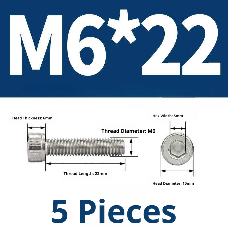 316 Stainless Steel Socket Head Cap Screws – Hex Allen Bolt, M2–M20, GB/T Standard, 4.8 Grade