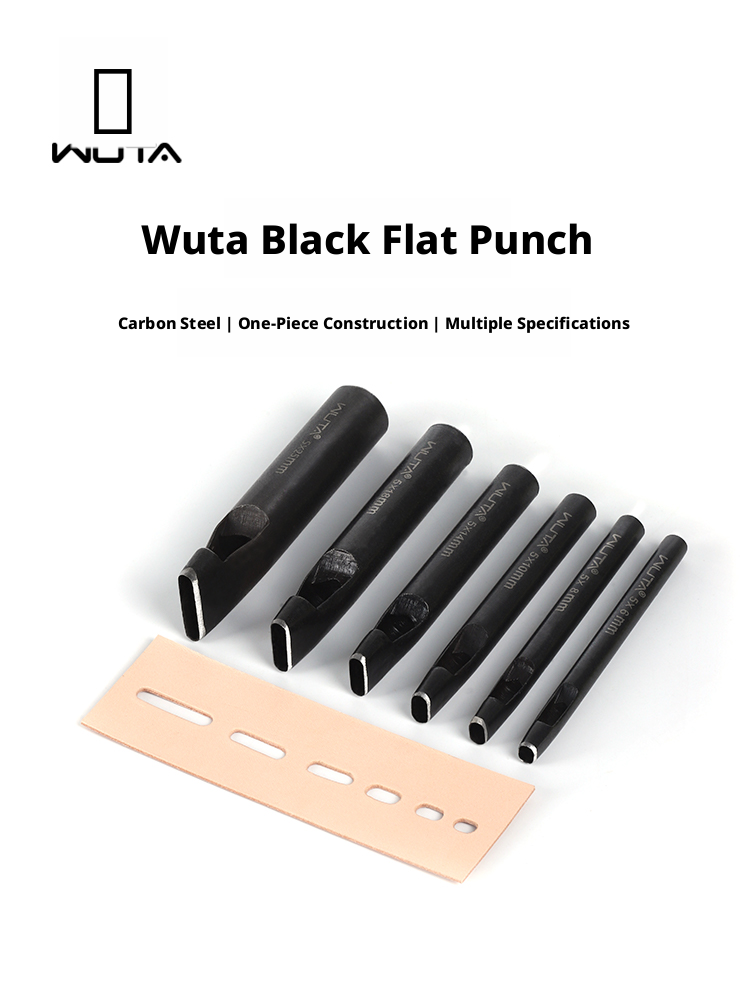 Black Flat Punch Set – Rectangular Hole Punches for Belts, Straps & Leathercraft (2‑5mm × 3‑25mm)