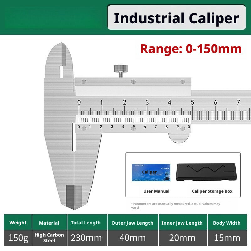 Stainless Steel Vernier Caliper – 0.02mm Precision, 150/200/300mm