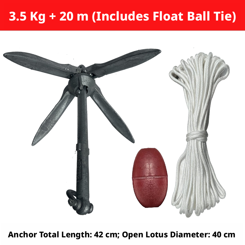 Folding Grapnel Boat Anchor - Carbon Steel for Inflatable Boats, Kayaks & Small Fishing Boats 0.7kg to 4kg