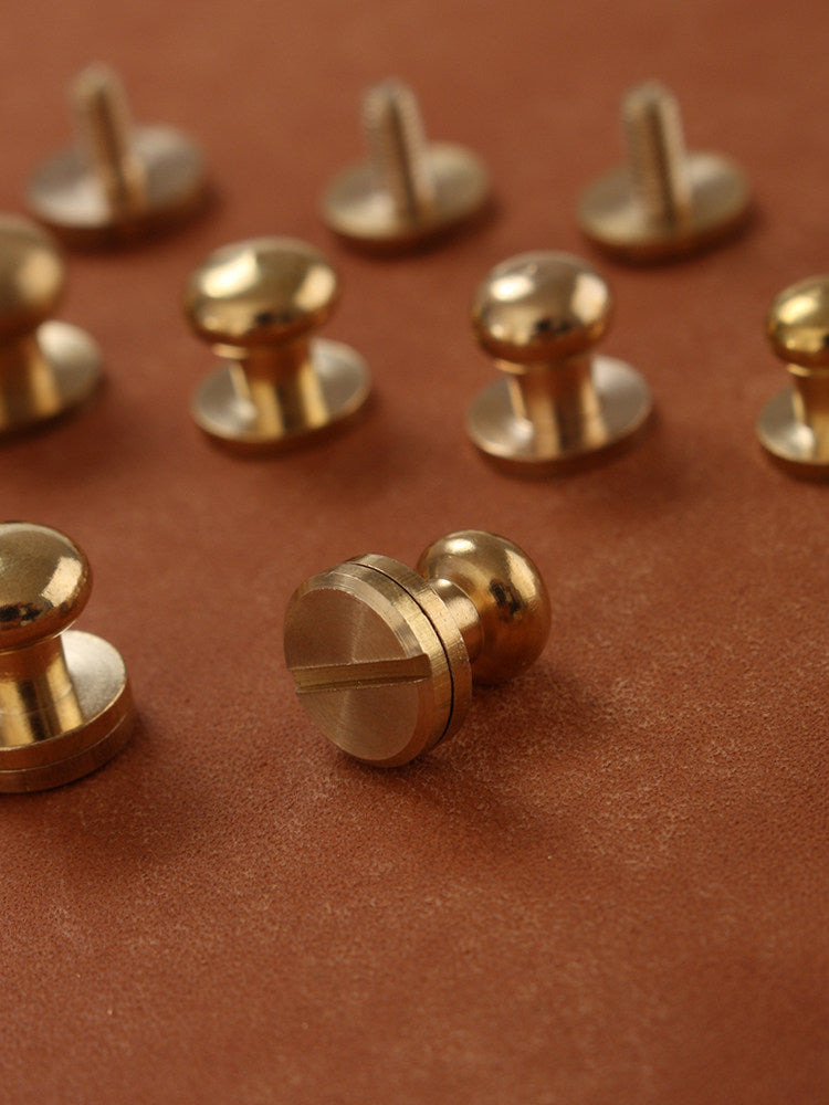 Brass Monk Head Hardware – 5-10mm Solid Brass Leather Screws for Bags & Accessories (20 Pack)