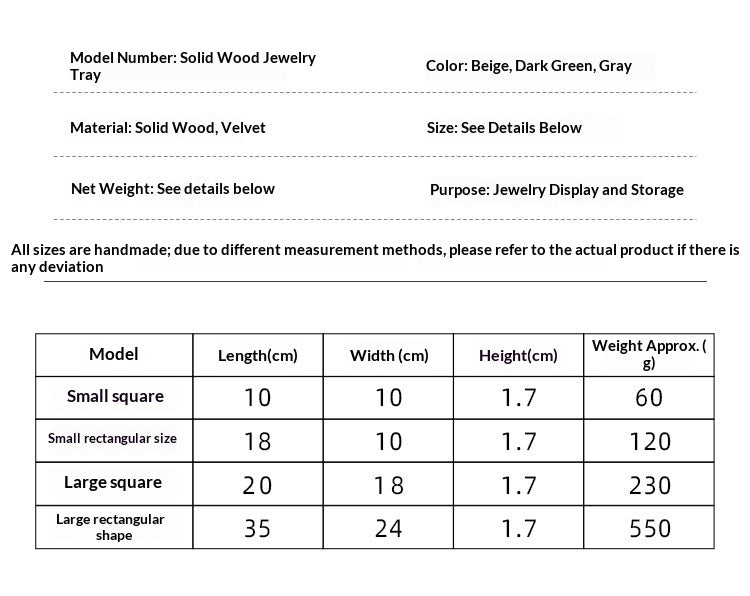 Premium Solid Wood Jewelry Display Trays for Photography & Organizing