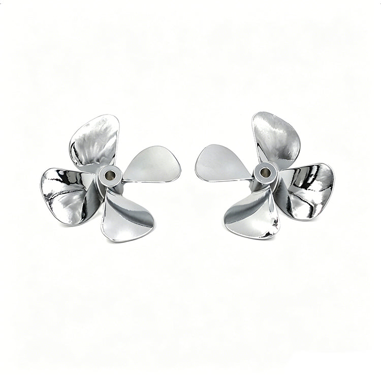 Zinc Alloy 4-Blade RC Boat Propeller - 55mm/60mm CW & CCW Replacement for Fishing Boats, Bait Boats & Remote Control Models