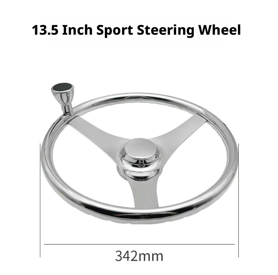 Marine Steering Wheel for Boats – Stainless Steel & Black Foam 11.5 to 15.5 Inch