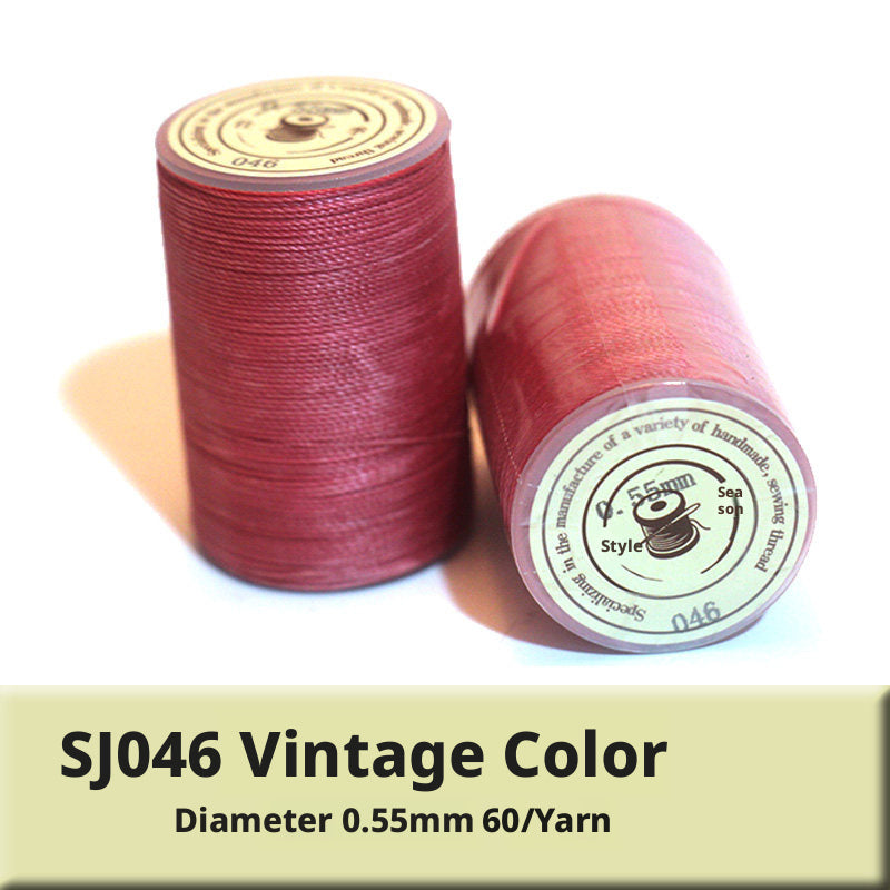 0.55mm Round Waxed Polyester Thread – 63 Colors, 60m Roll for Hand Sewing Leather, Bags, Belts