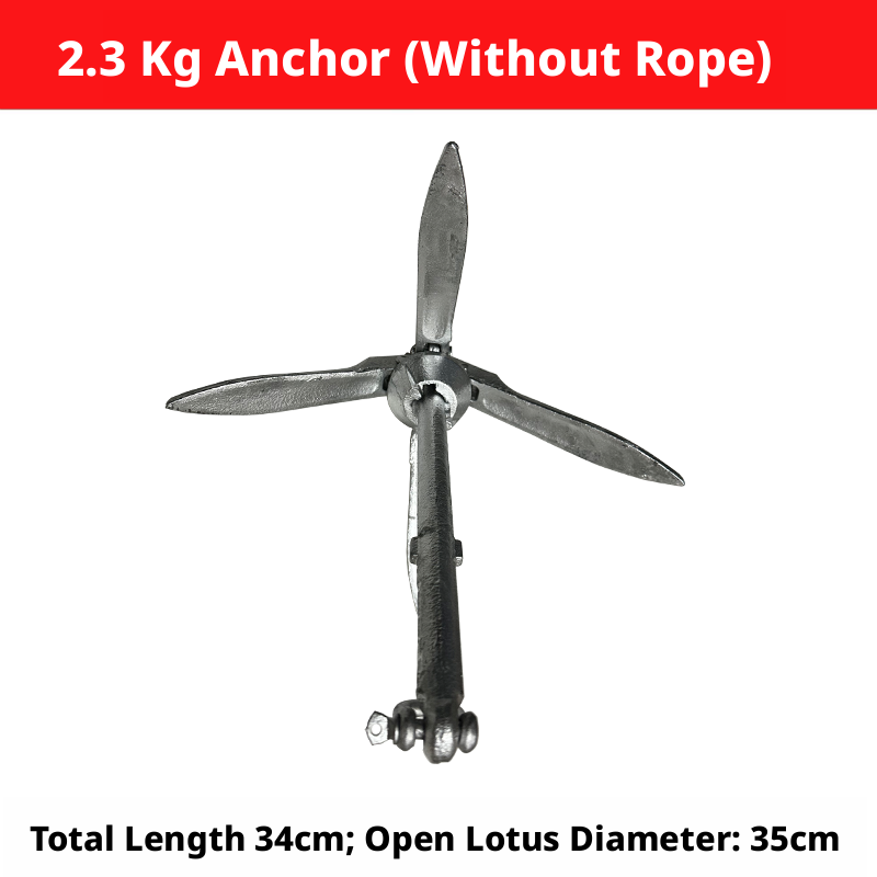 Folding Grapnel Boat Anchor - Carbon Steel for Inflatable Boats, Kayaks & Small Fishing Boats 0.7kg to 4kg
