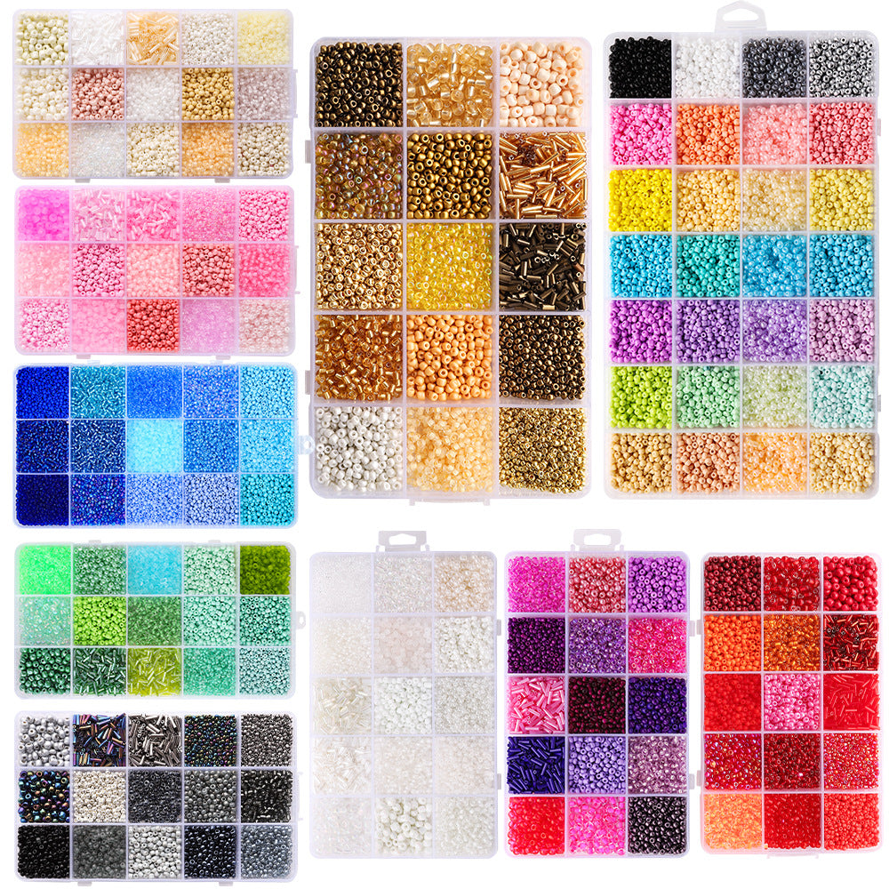 3mm Glass Rice Bead Set – 15-Slot DIY Bracelet & Necklace Making Kit, 9 Colors