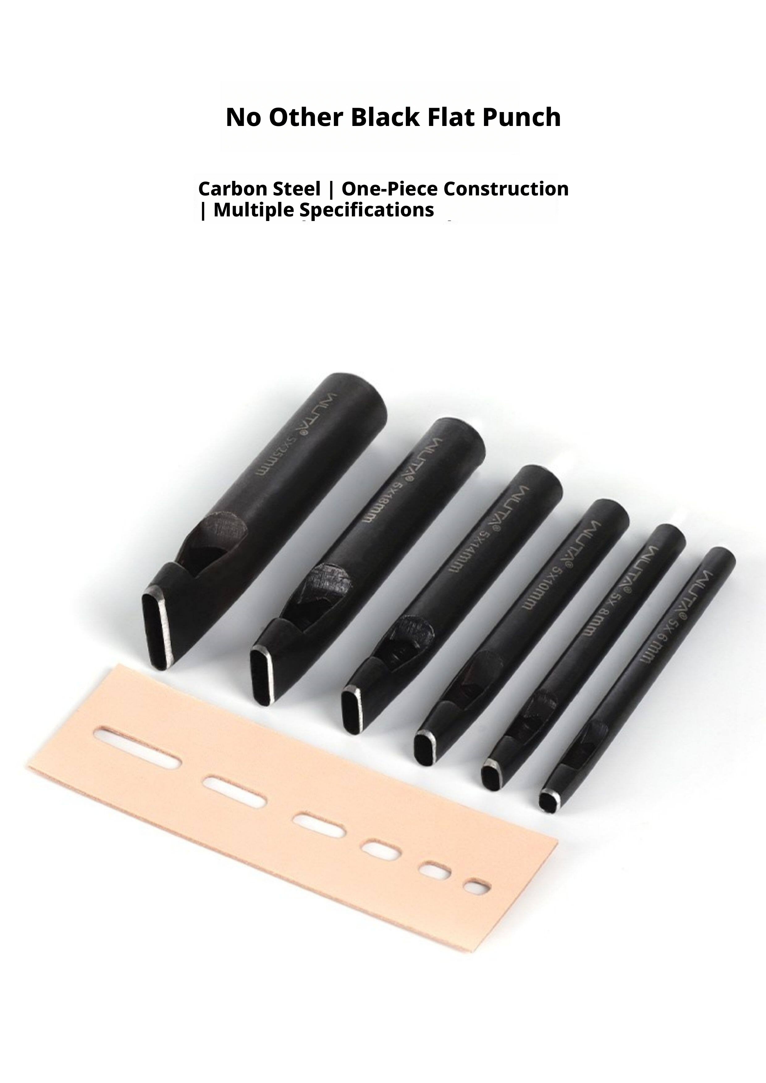 Black Flat Punch Set – Rectangular Hole Punches for Belts, Straps & Leathercraft (2‑5mm × 3‑25mm)