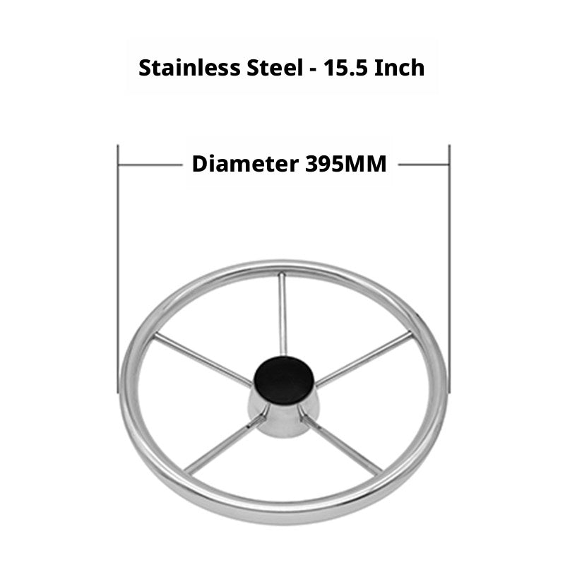 Marine Steering Wheel for Boats – Stainless Steel & Black Foam 11.5 to 15.5 Inch