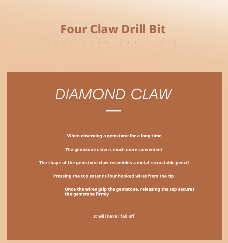4-Claw Gemstone Picking Tweezers — Long Jewel Grab Tool for Diamonds & Loose Stones