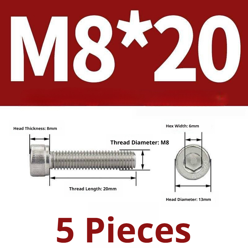 316 Stainless Steel Socket Head Cap Screws – Hex Allen Bolt, M2–M20, GB/T Standard, 4.8 Grade