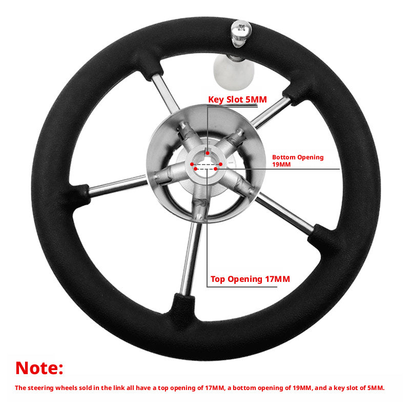 Marine Steering Wheel for Boats – Stainless Steel & Black Foam 11.5 to 15.5 Inch