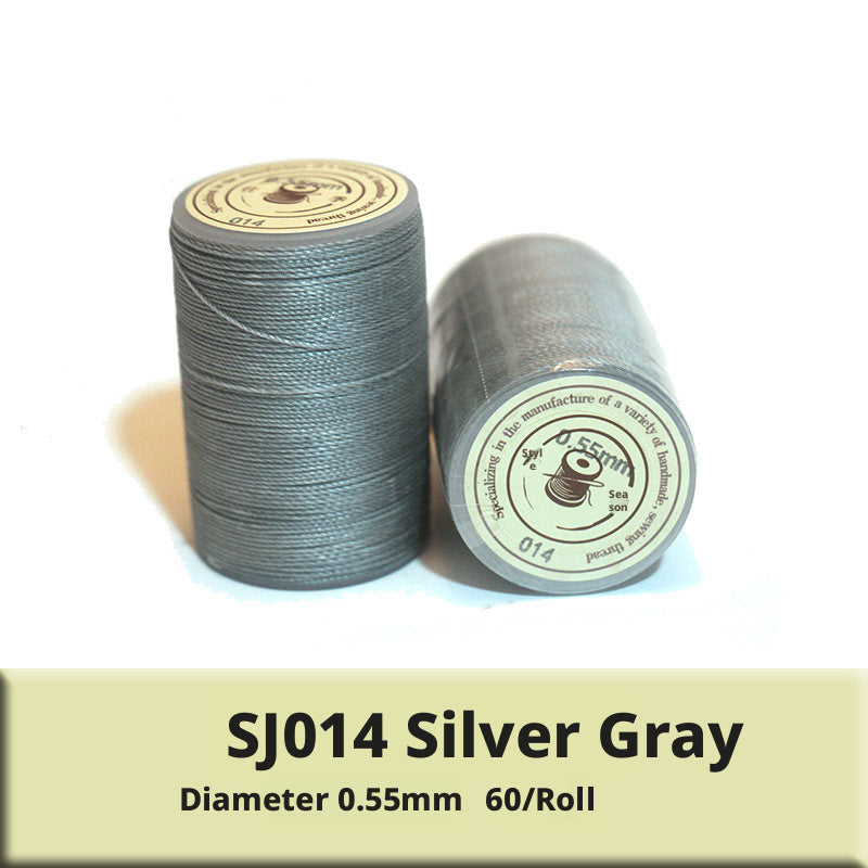 0.55mm Round Waxed Polyester Thread – 63 Colors, 60m Roll for Hand Sewing Leather, Bags, Belts