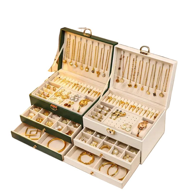 Medieval - Style Large Capacity Jewelry Box – 3 Layers, Lock, Watch Pillow - HomeDIYer