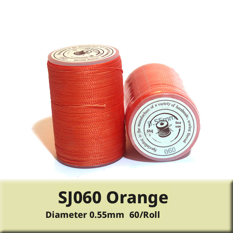 0.55mm Round Waxed Polyester Thread – 63 Colors, 60m Roll for Hand Sewing Leather, Bags, Belts