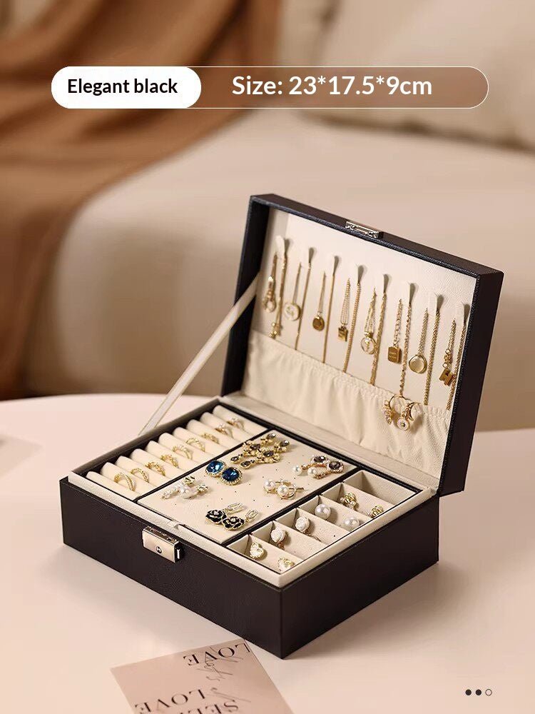 Medieval - Style Large Capacity Jewelry Box – 3 Layers, Lock, Watch Pillow - HomeDIYer