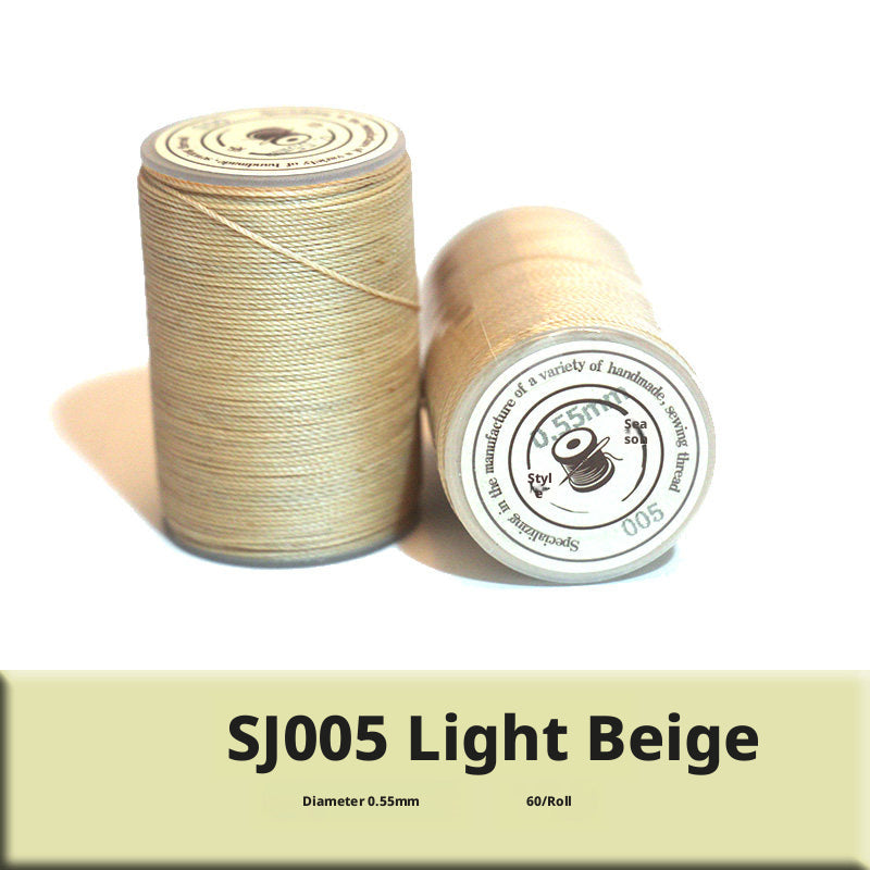 0.55mm Round Waxed Polyester Thread – 63 Colors, 60m Roll for Hand Sewing Leather, Bags, Belts