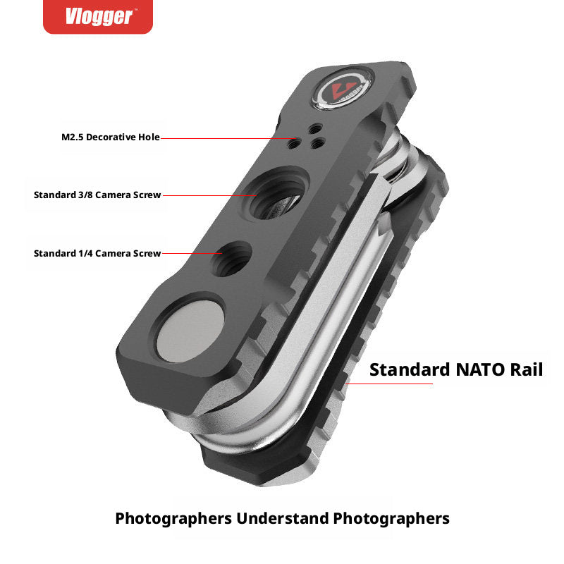 Vlogger Foldable Photographer Multi - Tool with Hex Keys, Screwdrivers & NATO Rail Mount - HomeDIYer