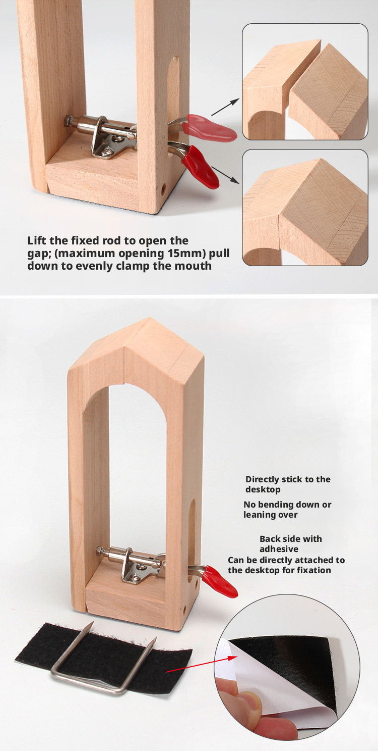 Hand‑Stitched Wood Clamp – 8 Styles for Leather Sewing (Beech/Pine, Lychee or Leather Veneer)