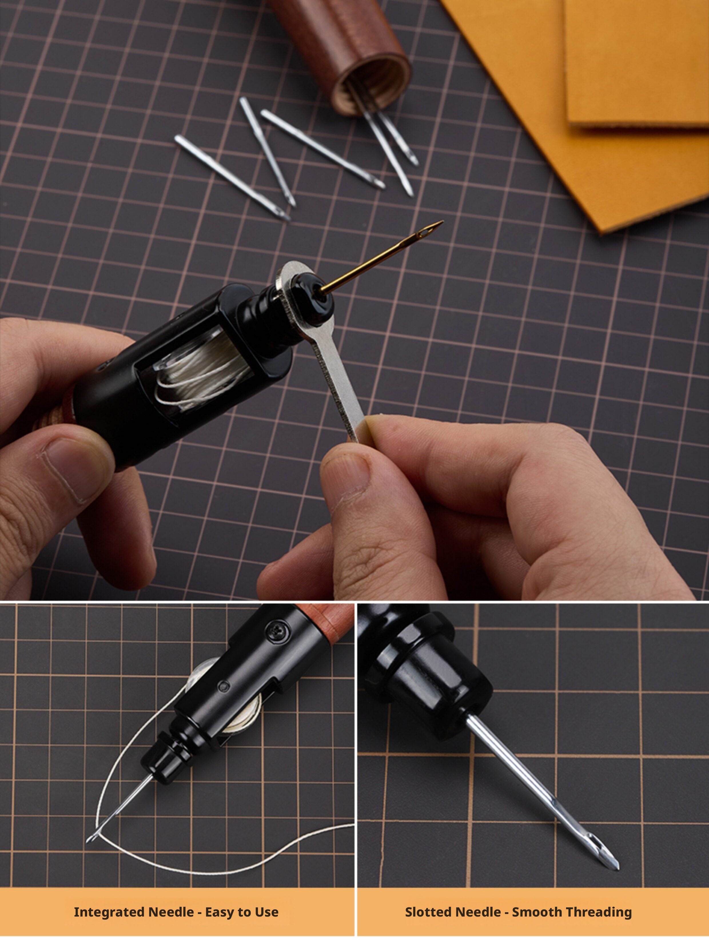 Leather Hand Sewing Tool – Hand Stitcher for Bags, Belts, Saddles (Lock Stitch) with 25 Color Waxed Thread