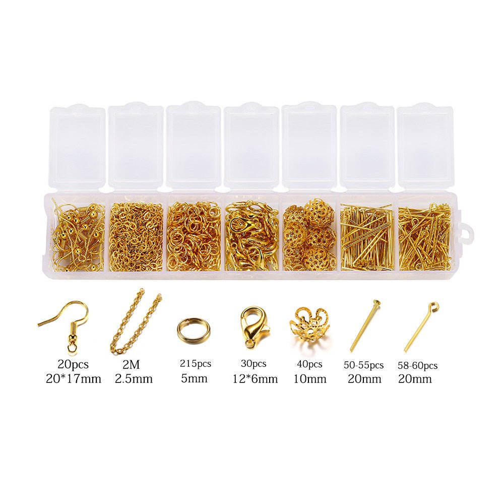 All - in - One DIY Jewelry Making Kit – 380+ Pcs Beading Supplies with Pliers, Findings, Beads & Storage Box for Bracelet, Necklace, Earring Crafting (Gold / Silver / Bronze) - HomeDIYer