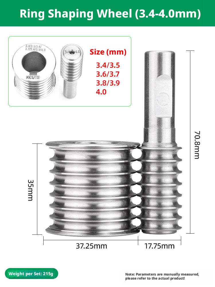 KCUTE Manual Ring Shaping Machine – 40+ Roller Wheels, for Gold/Silver