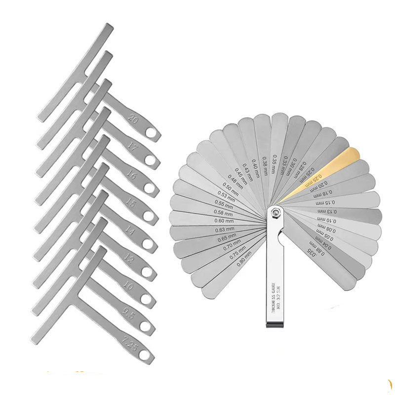 Guitar T-shaped ruler 9-piece set, neck fingerboard fret curvature, string number curvature, guitar spacing measuring ruler