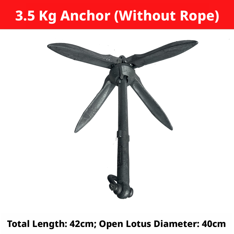 Folding Grapnel Boat Anchor - Carbon Steel for Inflatable Boats, Kayaks & Small Fishing Boats 0.7kg to 4kg