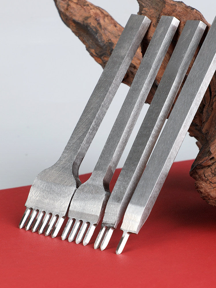 White Steel Diamond Chisel Set – 3/4/5/6mm Spacing, 1/2/4/6 Teeth for Leather Stitching