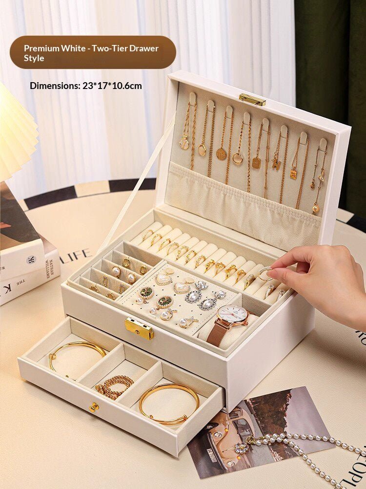 Medieval - Style Large Capacity Jewelry Box – 3 Layers, Lock, Watch Pillow - HomeDIYer