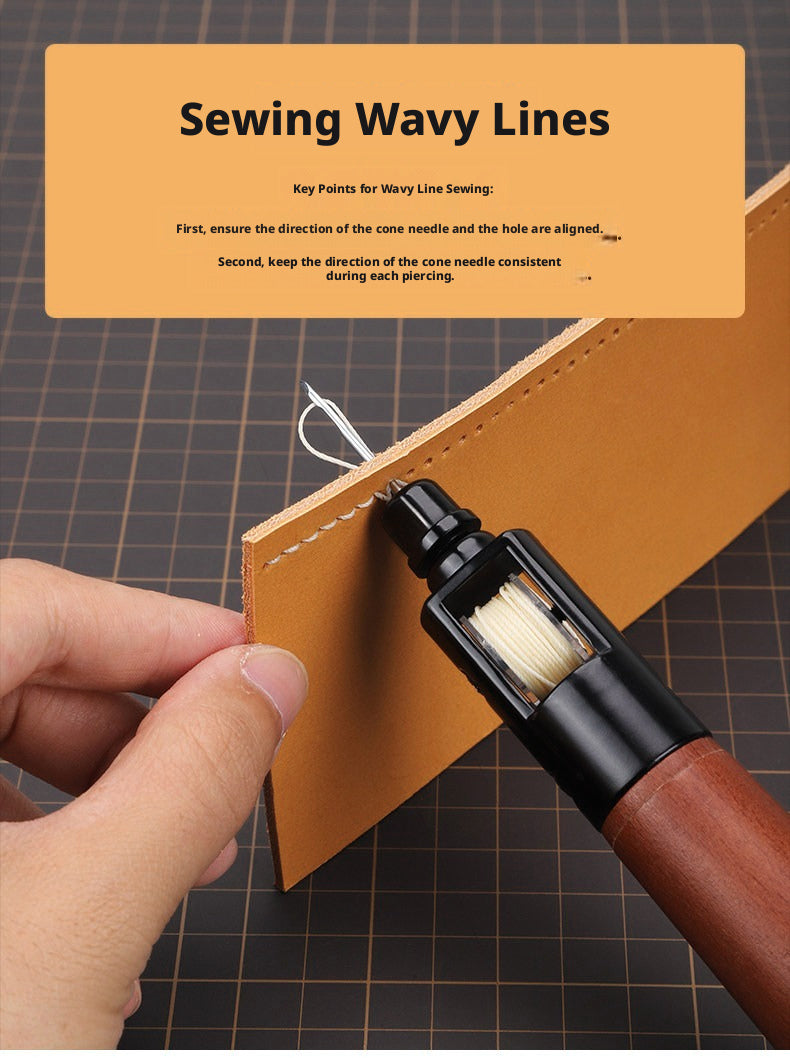 Leather Hand Sewing Tool – Hand Stitcher for Bags, Belts, Saddles (Lock Stitch) with 25 Color Waxed Thread