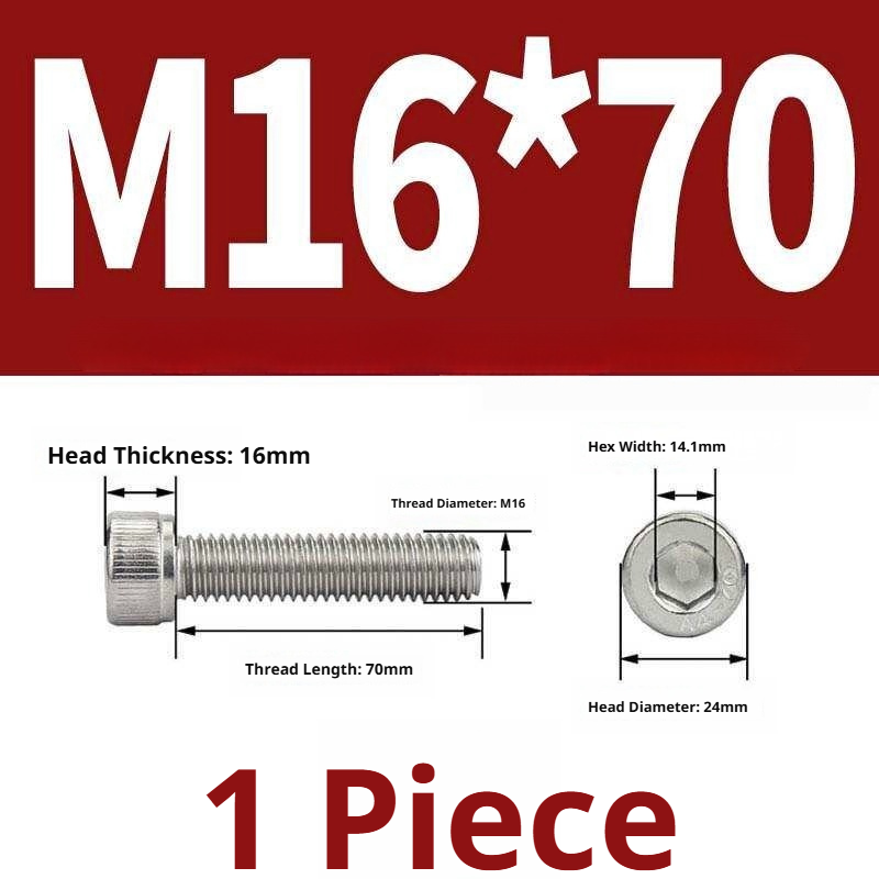 316 Stainless Steel Socket Head Cap Screws – Hex Allen Bolt, M2–M20, GB/T Standard, 4.8 Grade