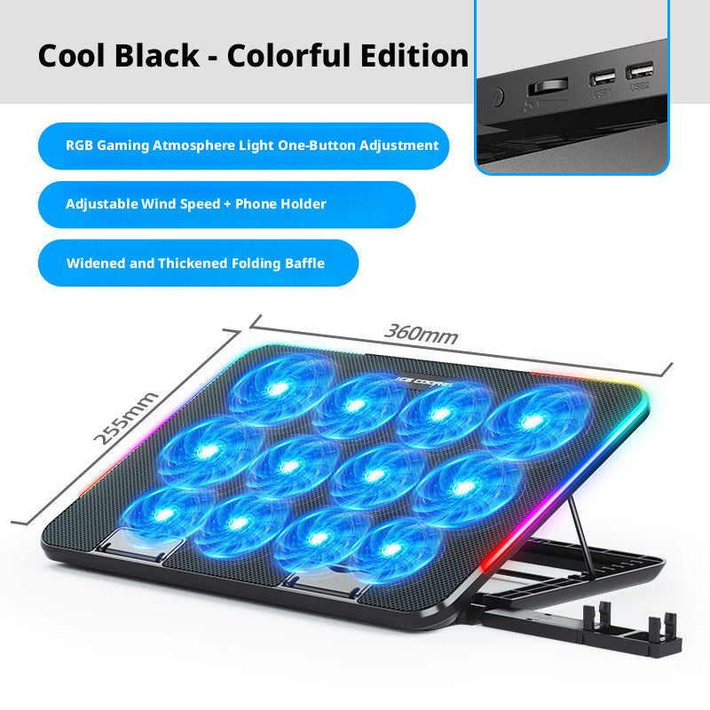 Laptop Cooling Pad with Fan Speed Control & Adjustable Stand – Quiet Cooler for 14–15.6" Gaming Laptops, Compatible with MacBook, Dell, ASUS, Lenovo, HP