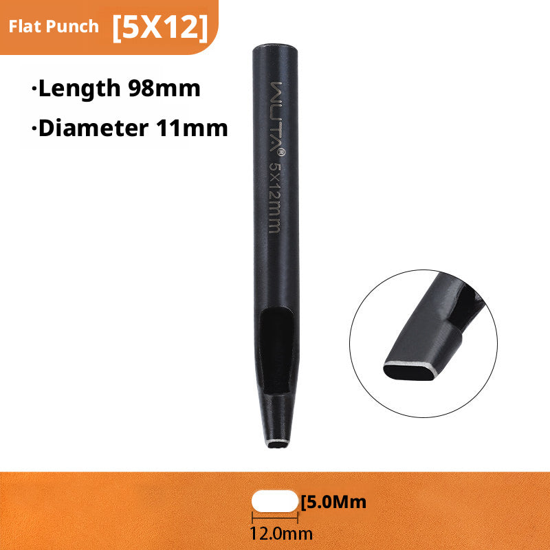 Black Flat Punch Set – Rectangular Hole Punches for Belts, Straps & Leathercraft (2‑5mm × 3‑25mm)