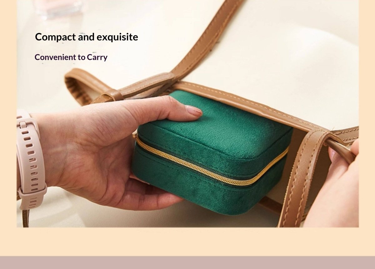 Light Luxury Velvet Jewelry Box – Portable, 3 Colors, with Stud Panel Option - HomeDIYer