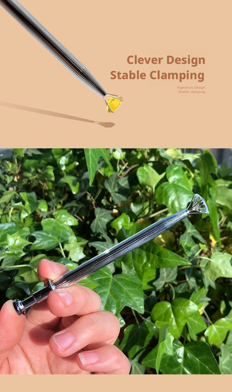4-Claw Gemstone Picking Tweezers — Long Jewel Grab Tool for Diamonds & Loose Stones
