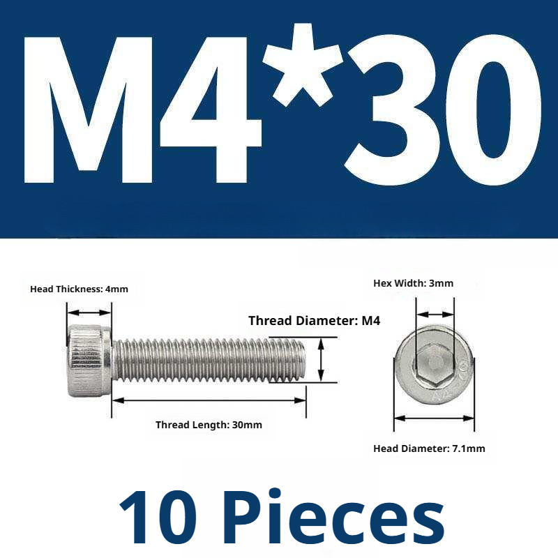 316 Stainless Steel Socket Head Cap Screws – Hex Allen Bolt, M2–M20, GB/T Standard, 4.8 Grade