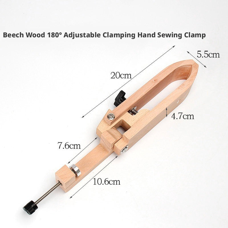 Hand‑Stitched Wood Clamp – 8 Styles for Leather Sewing (Beech/Pine, Lychee or Leather Veneer)