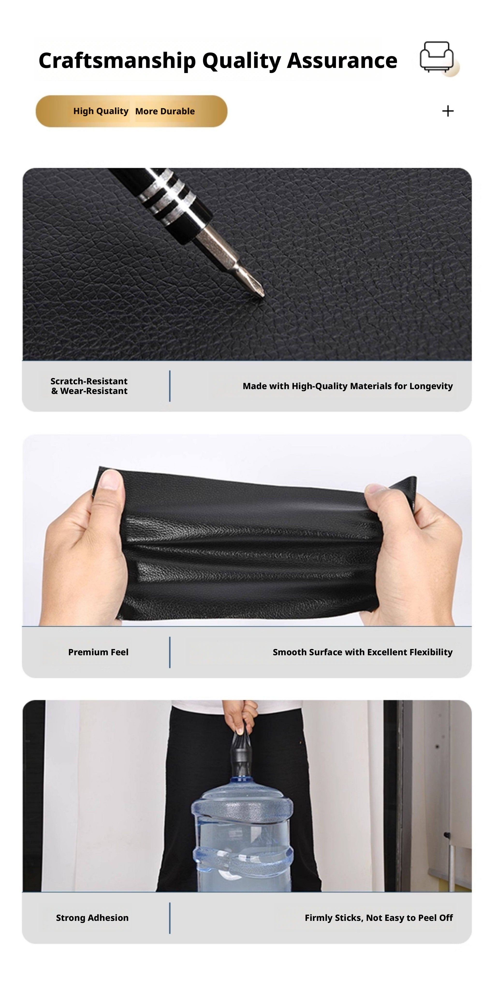 Strong Self-Adhesive Leather Repair Patch – 0.8mm Thick, Cut-to-Size for Sofa, Car Seat & Bag (Multiple Colors)